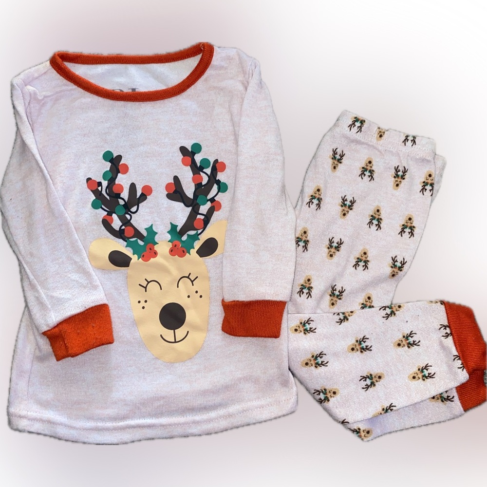Reindeer Toddler Pink Pajama Set, 12M